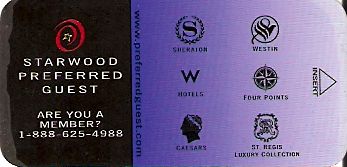 Hotel Keycard Starwood Hotels Generic Front