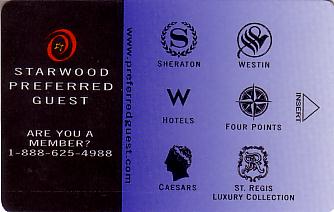 Hotel Keycard Starwood Hotels Generic Front