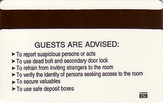 Hotel Keycard Starwood Hotels Generic Back