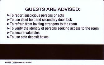 Hotel Keycard Starwood Hotels Generic Back