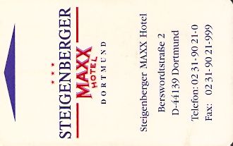 Hotel Keycard Steigenberger Dortmund Germany Front
