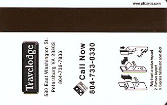 Hotel Keycard Travelodge Virginia (State) U.S.A. (State) Back
