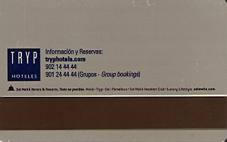 Hotel Keycard Sol Melia - Tryp Generic Back