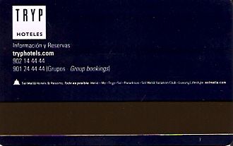 Hotel Keycard Sol Melia - Tryp Alicante Spain Back