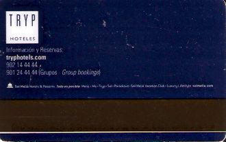 Hotel Keycard Sol Melia - Tryp Almeria Spain Back