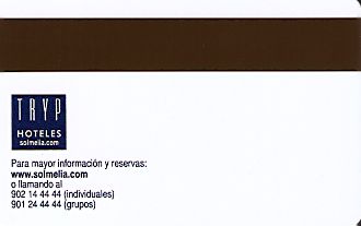 Hotel Keycard Sol Melia - Tryp Gijon Spain Back