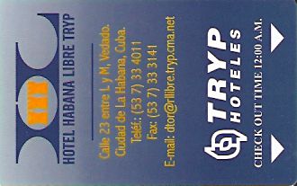 Hotel Keycard Sol Melia - Tryp Havana Cuba Front