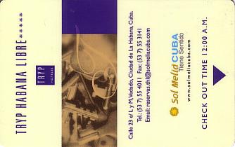Hotel Keycard Sol Melia - Tryp Havana Cuba Front