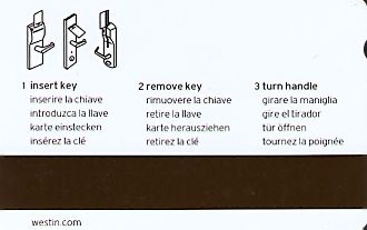 Hotel Keycard Westin Generic Back