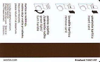 Hotel Keycard Westin Generic Back