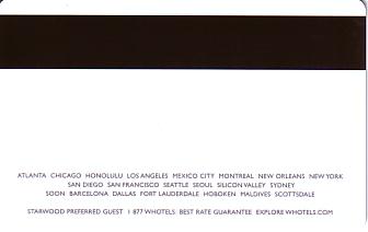 Hotel Keycard W Hotels Generic Back