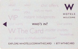 Hotel Keycard W Hotels Generic Front