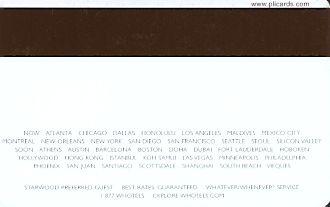 Hotel Keycard W Hotels Generic Back