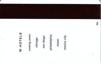 Hotel Keycard W Hotels Generic Back