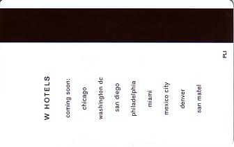 Hotel Keycard W Hotels Generic Back