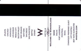 Hotel Keycard W Hotels Generic Back