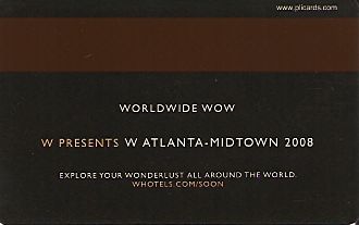 Hotel Keycard W Hotels Atlanta U.S.A. Back