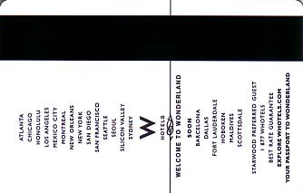 Hotel Keycard W Hotels Montreal Canada Back
