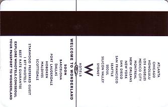 Hotel Keycard W Hotels Seoul Korea Back